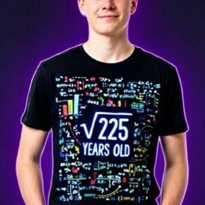 Square Root of 225=15 😊
Black Tee with Colorful Math Graphic Unisex